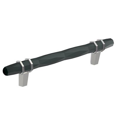 Amerock London 5-1/16 Inch cc Cabinet Pull Black Bronze/Polished Chrome