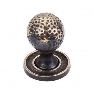 Top Knobs Britannia M44 Paris Knob Mottled 1 1/4 Inch With Backplate Dark Antique Brass