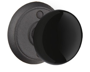 Emtek Madison Black Knob with Style 2 Rosette