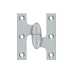 Deltana 2 1/2 Inch x 2 Inch Left Hand, Olive Knuckle Hinge, Brushed Chrome