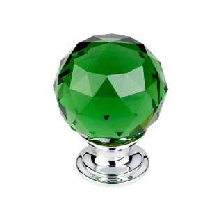 Top Knobs TK120PC Green Crystal Knob 1 3/8 Inch Polished Chrome