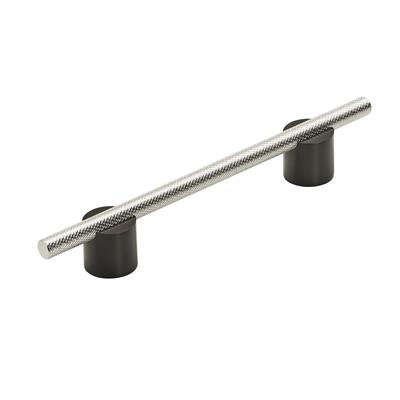Amerock Transcendent 5-1/16 Inch cc Cabinet Pull Matte Black/Polished Nickel