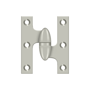 Deltana 2 1/2 Inch x 2 Inch Right Hand, Olive Knuckle Hinge, Brushed Nickel
