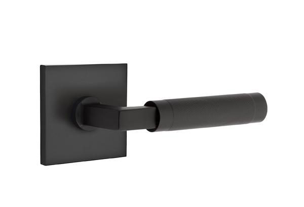 Emtek Knurled Square Style Door Lever with Square Rosette