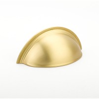 Schaub Atherton 3 inch CC Knurled Edge Cup Pull in Satin Brass