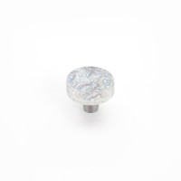 Schaub Ice 1 1/2 inch Round Knob in Clear Pearl with Stainless Steel Stem
