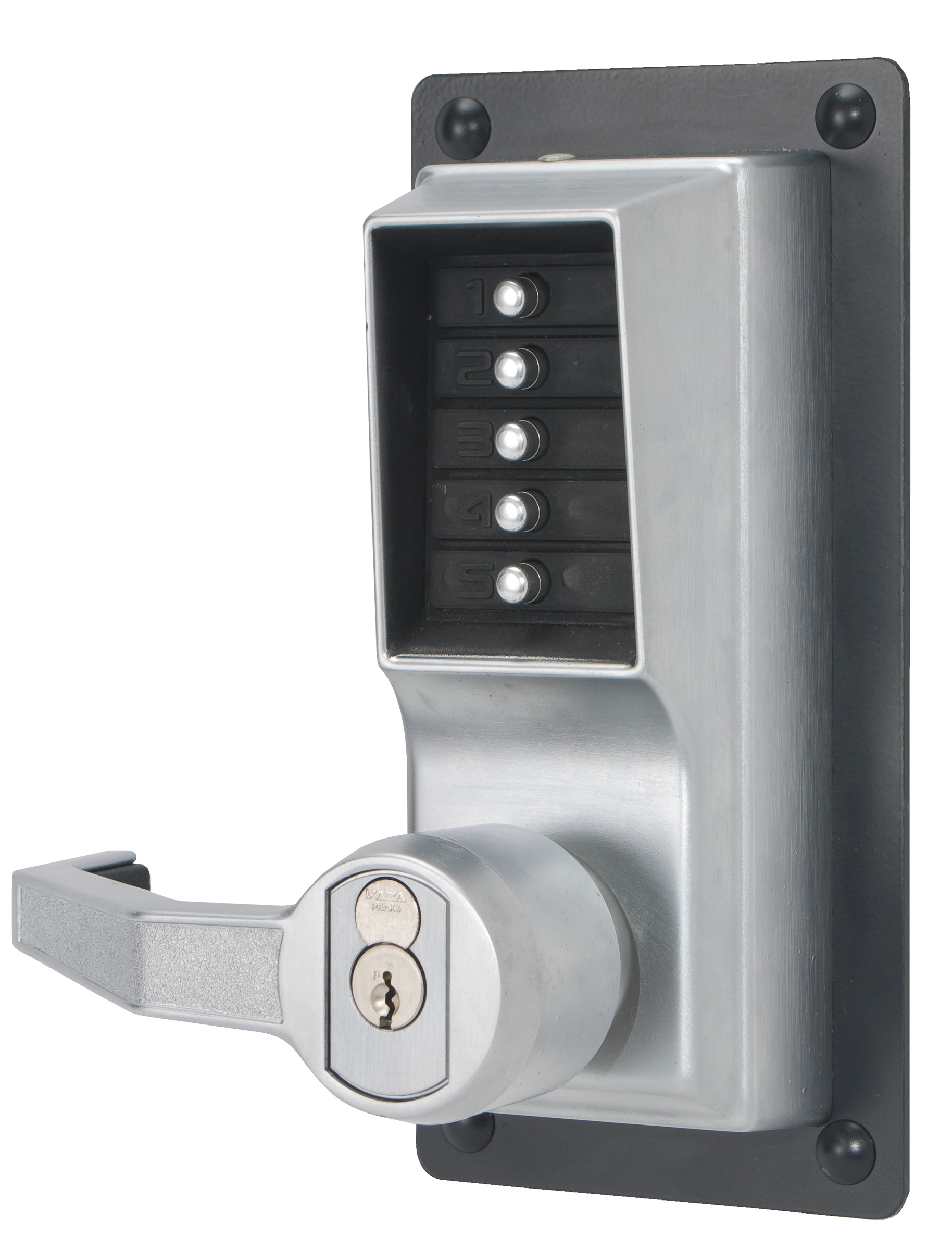 Kaba Simplex LRP1020S26D Right Hand Mechanical Pushbutton Exit Trim Lever Lock with Key Override Schlage Prep Satin Chrome Finish