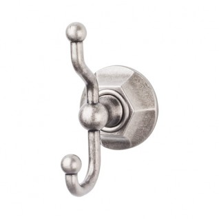 Top Knobs ED2APB Edwardian Hex Double Towel or Robe Hook Antique Pewter