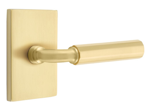 Emtek R-Bar Faceted Door Lever with Rectangular Rosette