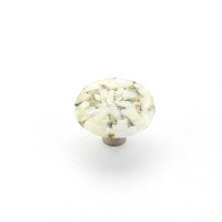 Schaub Ice 1 1/2 inch Round Knob in White Lace Pebbles with Stainless Steel Stem