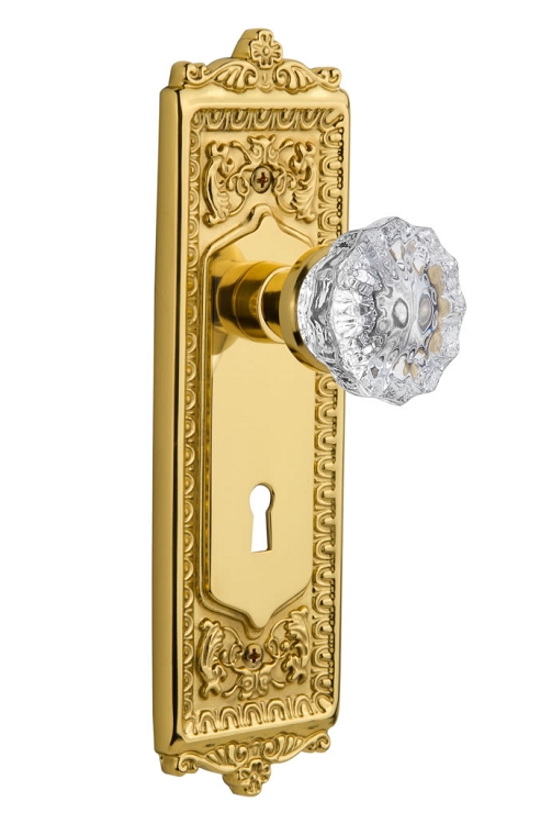 Nostalgic Warehouse Egg and Dart Plate with Crystal Knob - Mortise Lock