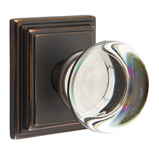Emtek Providence Crystal Knob with Wilshire Rosette