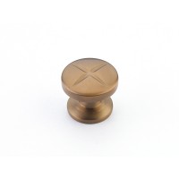 Schaub Northport 1 3/8 inch Diameter Round Knob With X Engrave in Brushed Bronze