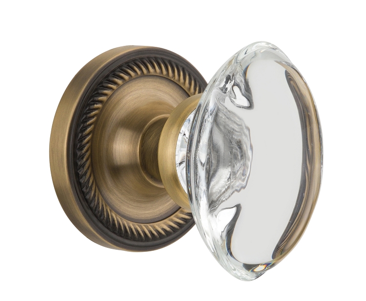 Nostalgic Warehouse Rope Rosette with Oval Clear Crystal Knob - Mortise Lock