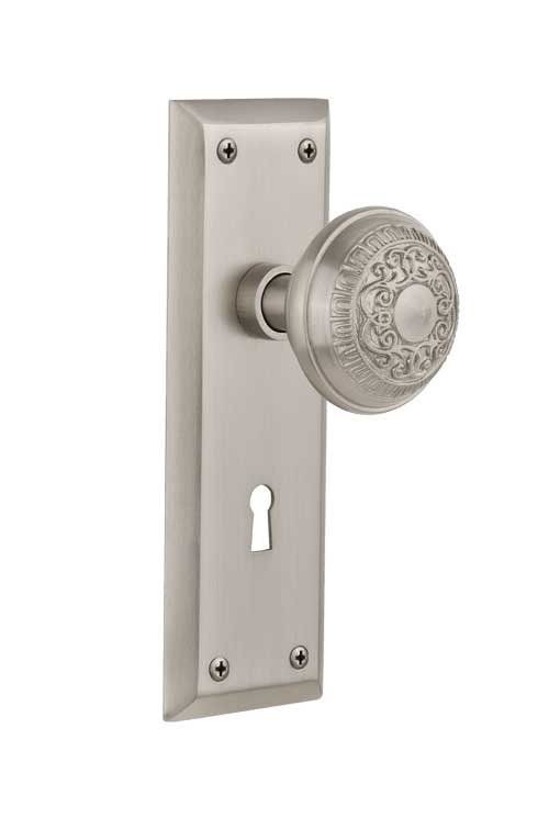 Nostalgic Warehouse New York Plate with Egg and Dart Knob - Mortise Lock