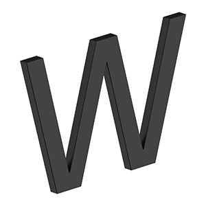 4 Inch Letter W, E Series With Risers, Stainless Steel