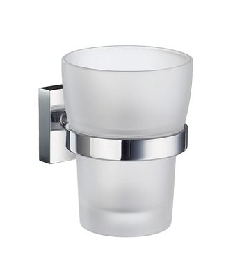 Smedbo House Collection Holder with Glass Tumbler - Polished Chrome