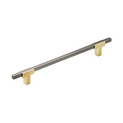 Amerock Urbanite 7-9/16 Inch Cabinet Pull Brushed Gold/Black Chrome