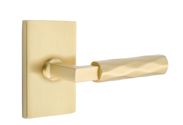 Emtek Tribeca Square Style Door Lever with Modern Rectangular Rosette