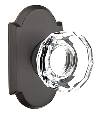 Emtek Lowell Crystal Knob with Sandcast Style 1 Rosette