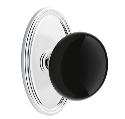 Emtek Ebony Porcelain Knob with Oval Rosette