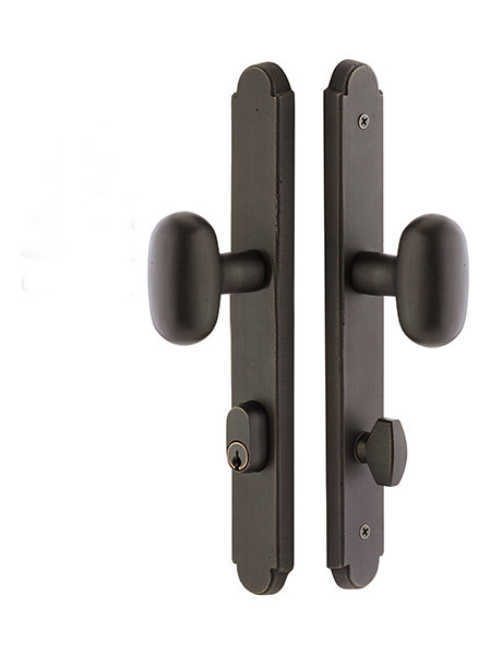 Emtek 11 Inch Sandcast Arched KEYED Sideplate Lock for NON STANDARD Bore Hole