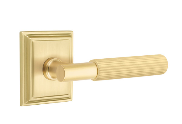 Emtek Straight Knurled T-Bar Style Door Lever with Wilshire Rosette