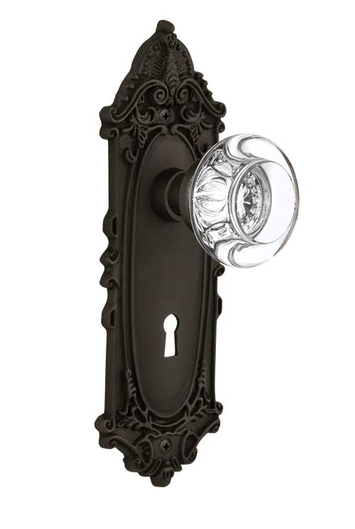 Nostalgic Warehouse Victorian Plate with Round Crystal Knob - Mortise Lock