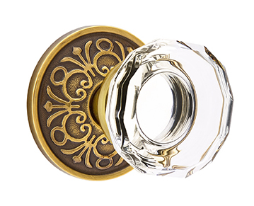 Emtek Lowell Crystal Knob with Lancaster Rosette