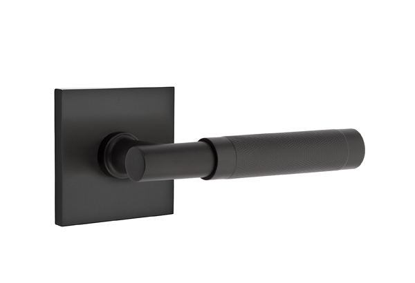 Emtek Knurled T-Bar Style Door Lever with Square Rosette