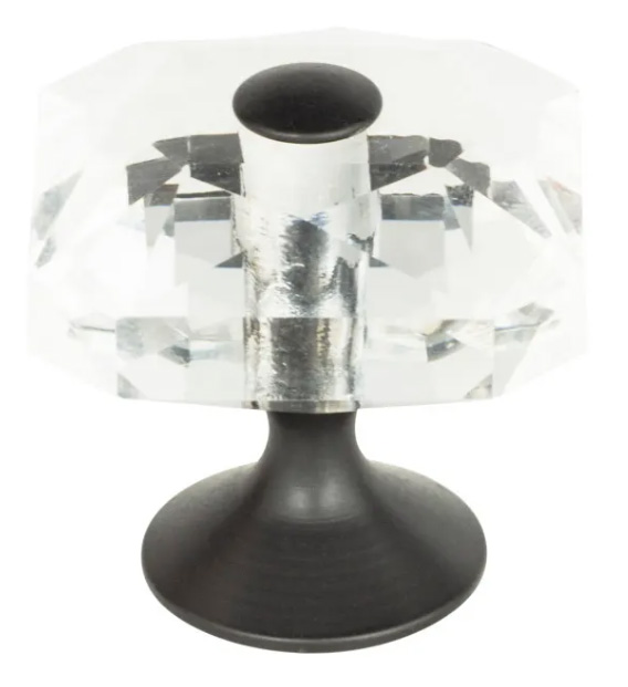 Atlas Homewares Crystal Large Square Knob 1 1/2 Inch Matte Black