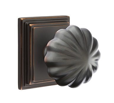 Emtek Melon Knob with Wilshire Rosette