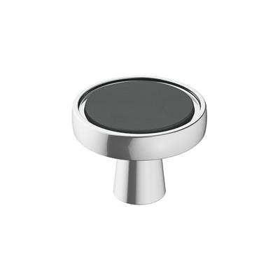 Amerock Mergence 1-3/8 Inch Cabinet Knob Matte Black/Polished Chrome