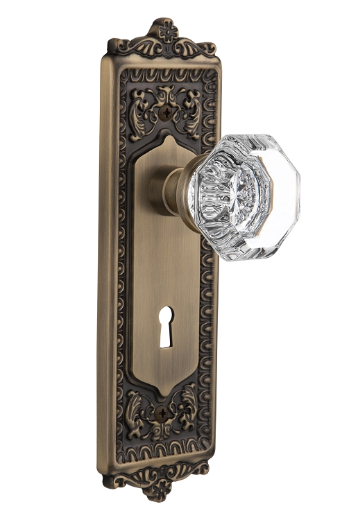 Nostalgic Warehouse Egg and Dart Plate with Waldorf Knob - Mortise Lock