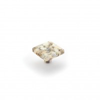 Schaub Ice 1 1/2 inch Square Knob in Sable Pebbles with Stainless Steel Stem