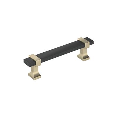 Amerock Overton 3-3/4 Inch cc Cabinet Pull Brushed Matte Black/Golden Champagne