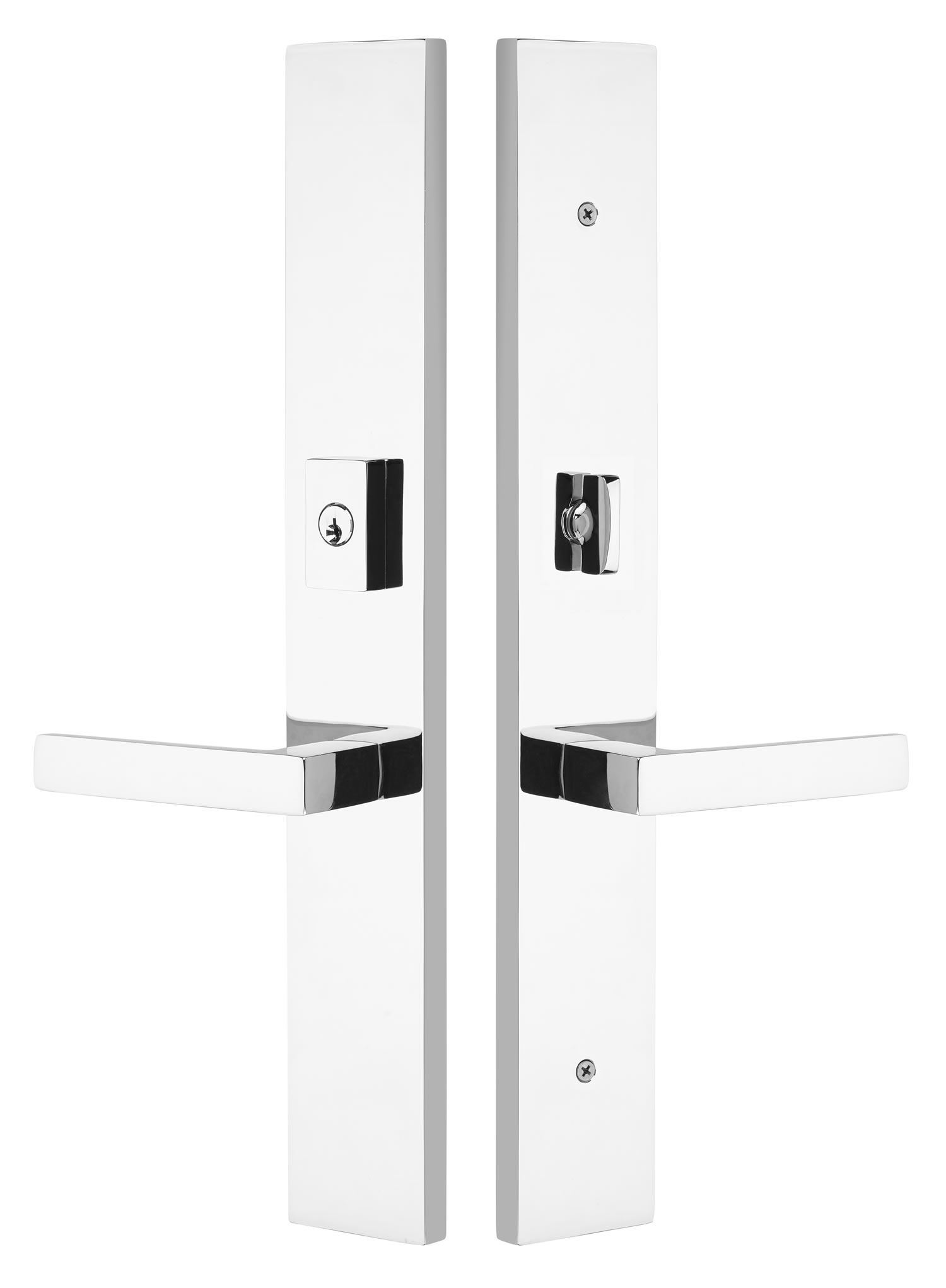 Emtek Large Modern Rectangular 2.5 x 17.5 Multi-Point Entry Set - Lock Above