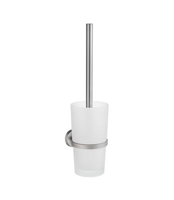 Smedbo Home Collection Toilet Brush Wallmount With Frosted Glass Container - Brushed Chrome