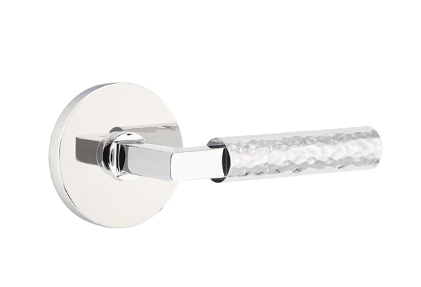 Emtek Hammered Square Style Door Lever with Disk Rosette