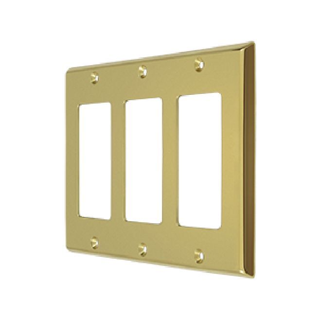 Deltana Solid Brass Triple Rocker Switch Plate
