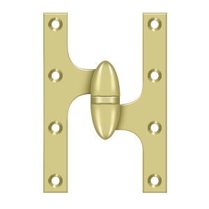 Deltana 6 Inch x 4 Inch Olive Knuckle Hinge, Right Hand, Polished Brass