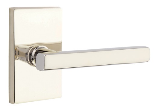 Emtek Freestone Lever Handle with Modern Rectangular Rosette