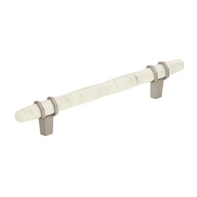 Amerock Carrione 6-5/16 Inch cc Cabinet Pull Marble White/Satin Nickel