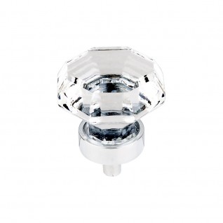 Top Knobs TK128PC Clear Octagon Crystal Knob 1 3/8 Inch Polished Chrome