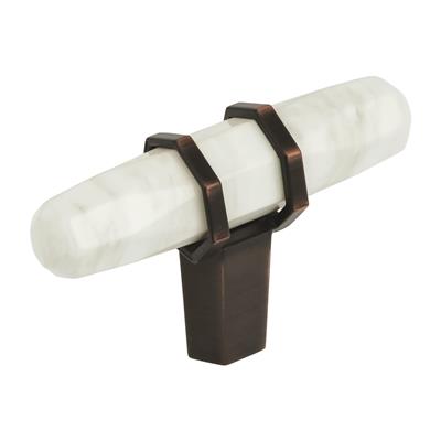 Amerock Carrione 2-1/2 Inch Cabinet Knob Marble White/Oil-Rubbed Bronze