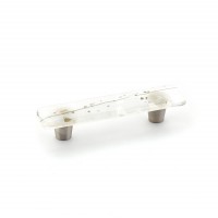 Schaub Ice 3 inch CC Cabinet Pull in White and Grey Confetti with Stainless Steel Stems