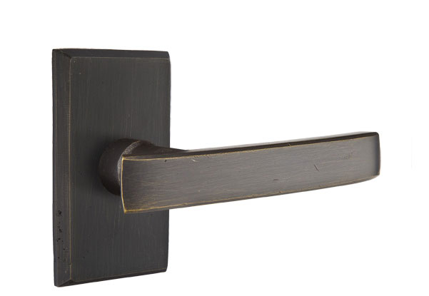 Emtek Sandcast Bronze Yuma Lever Handle with Style 3 Rosette