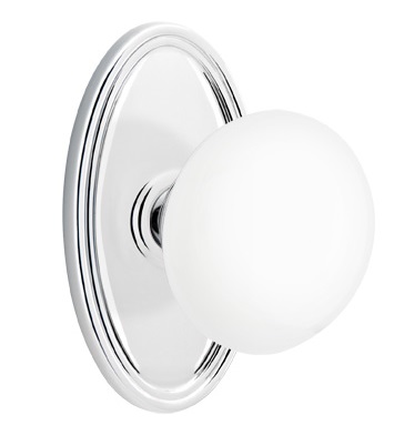 Emtek Ice White Knob with Oval Rosette