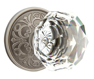 Emtek Diamond Crystal with Lancaster Rosette