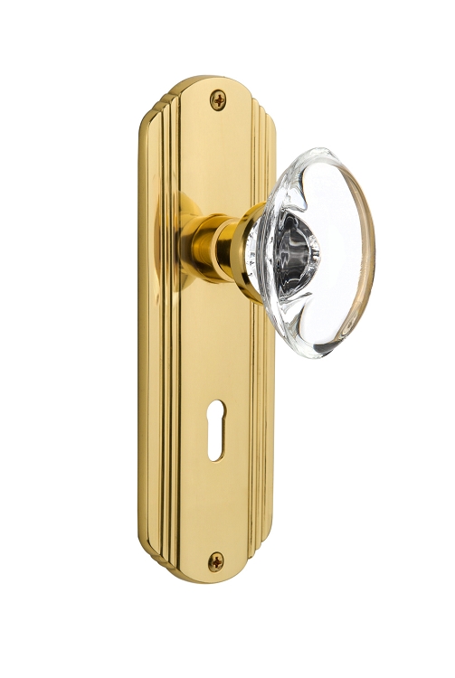 Nostalgic Warehouse Deco Plate with Oval Crystal Knob - Mortise Lock